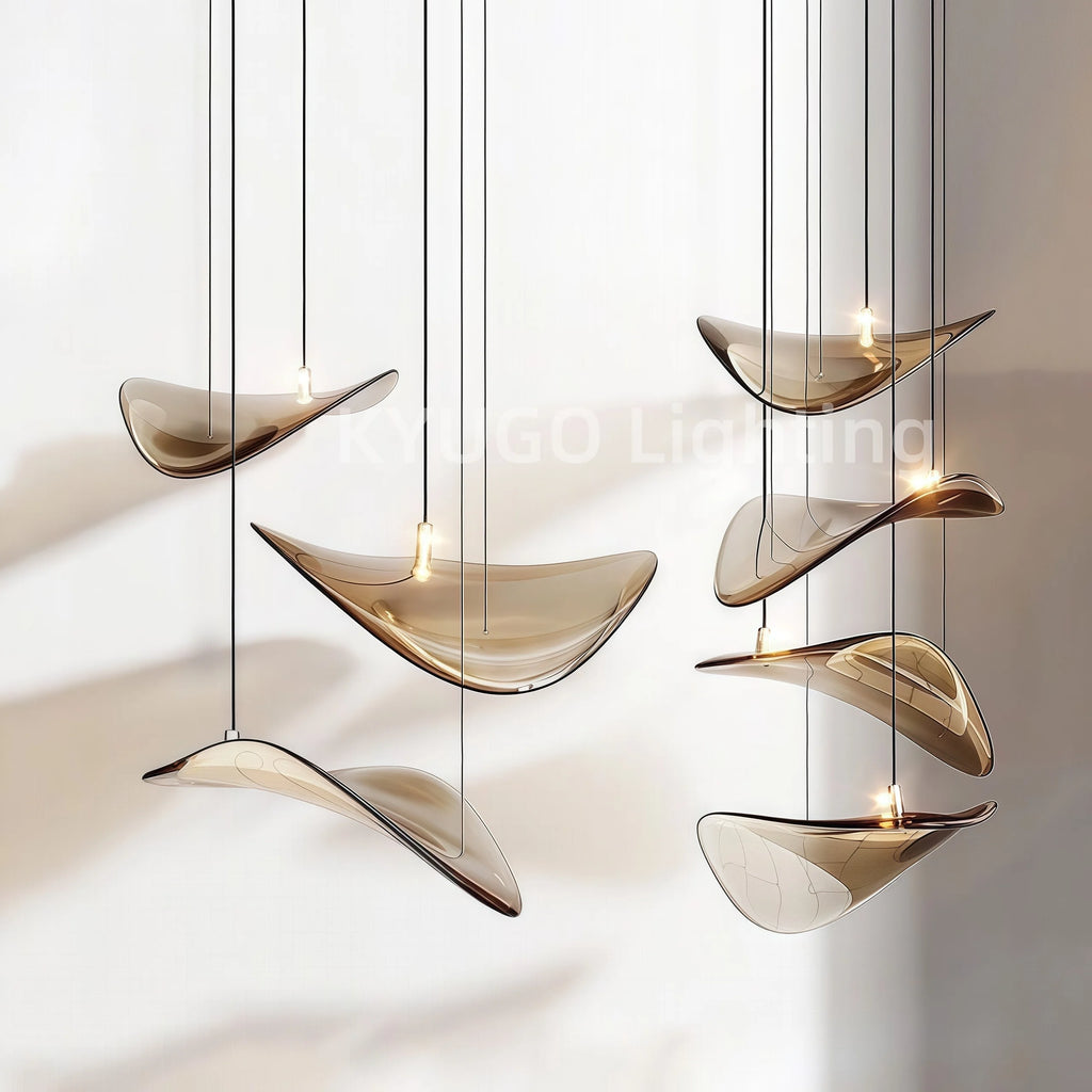 Nordic Lotus Leaf Art Glass Pendant Light