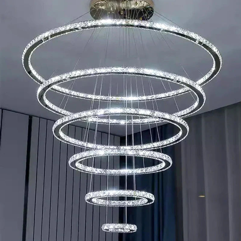 DecorBites™ Crystal Stair Chandelier: Modern Indoor LED Ceiling Hanging Light