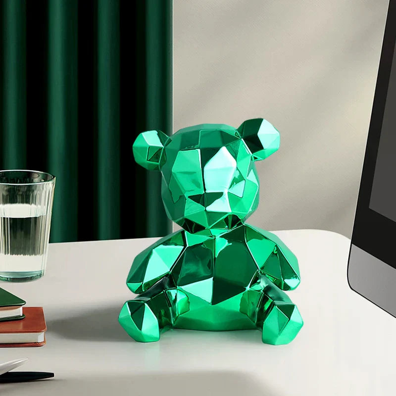 DecorBites™ Electroplated Teddy Bear Sculpture for Home Decor