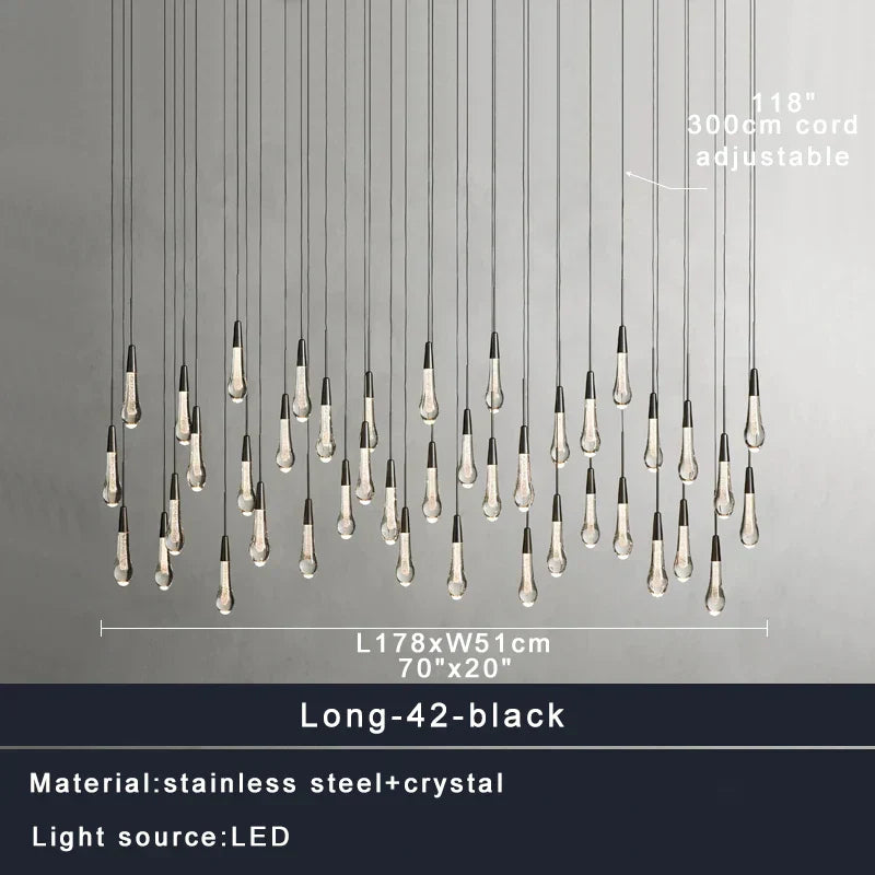 DecorBites™ Crystal Water-drop Chandelier Light Fixture - Luxury Stairwell Decor