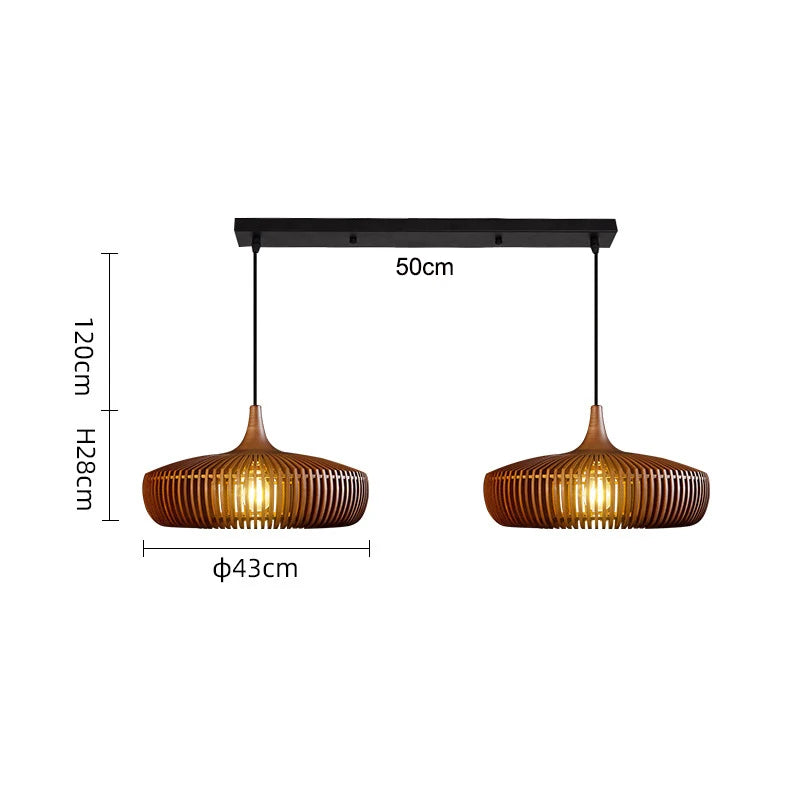 Wabi-Sabi Hollowed Wood Pendant Light in Brown