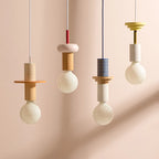 Nordic Wood Pendant Light With Iron Accent