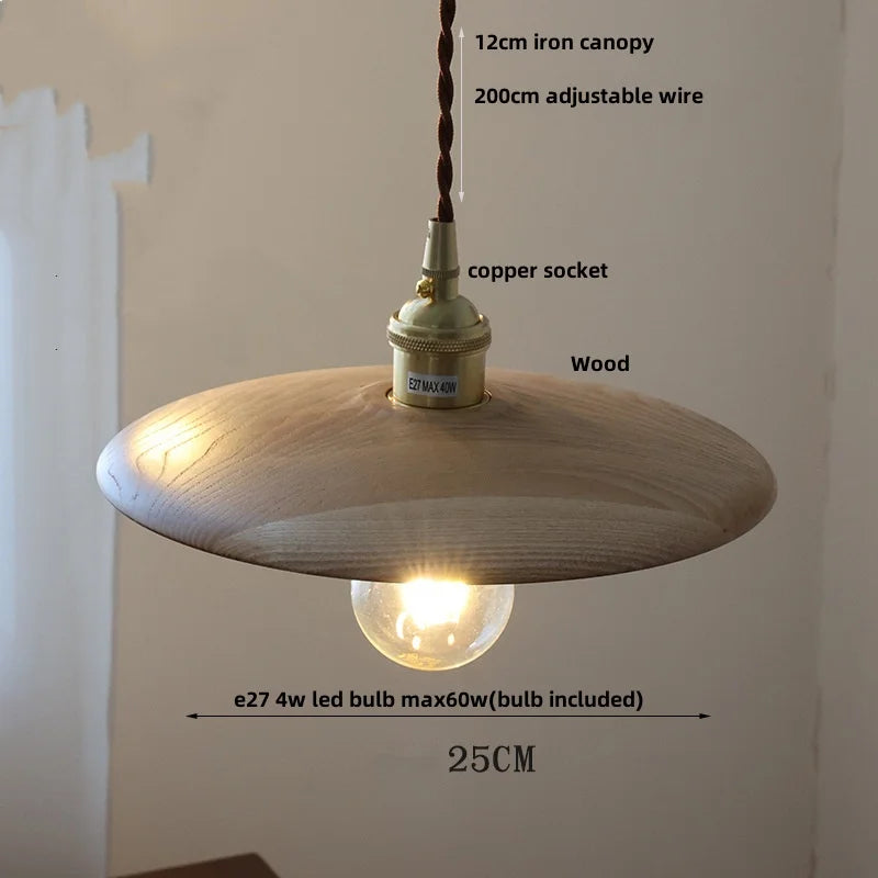 DecorBites™ LED Wood Pendant Light Fixture | Adjustable Hanging Lamp for Home Decor