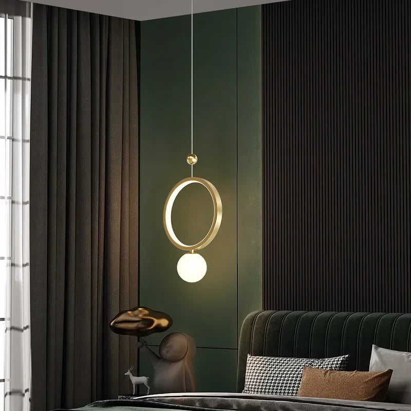 DecorBites™ Gold Ring LED Pendant Light for Living Bedroom Kitchen Island Decor