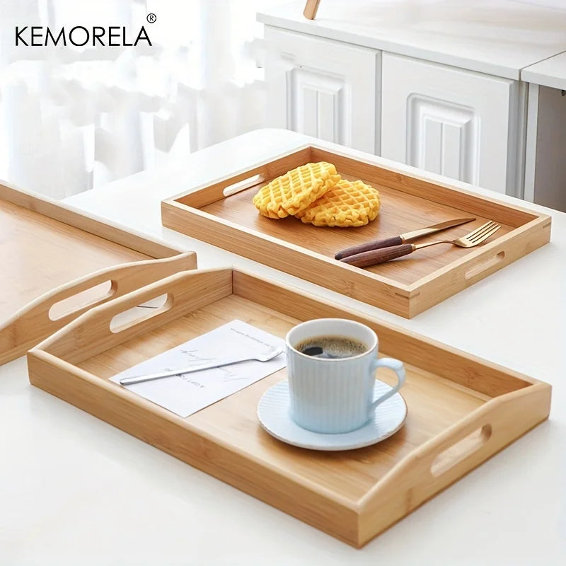 DecorBites™ 1PCS Rectangular Wooden Trays - Multipurpose Kitchen Storage Organizer