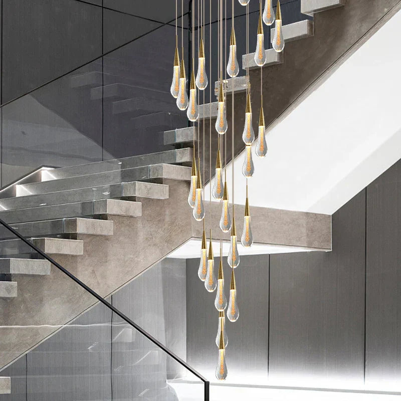 DecorBites™ Crystal Tear Drop Ceiling Chandelier LED Pendant Light Fixture