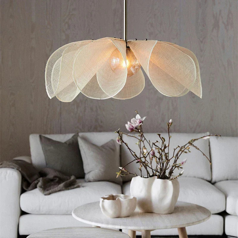 DecorBites™ Bohemian LED Fabric Flower Chandelier for Dining Table Lamp and Room Decor