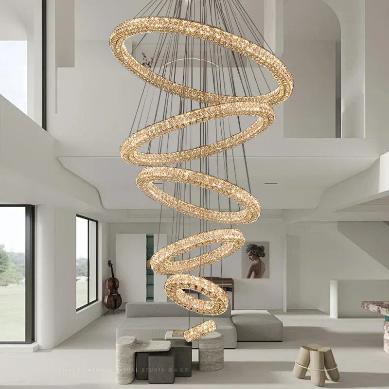 DecorBites™ Crystal Ring Chandelier - Color Changing LED Modern Luxury Hanging Lamp