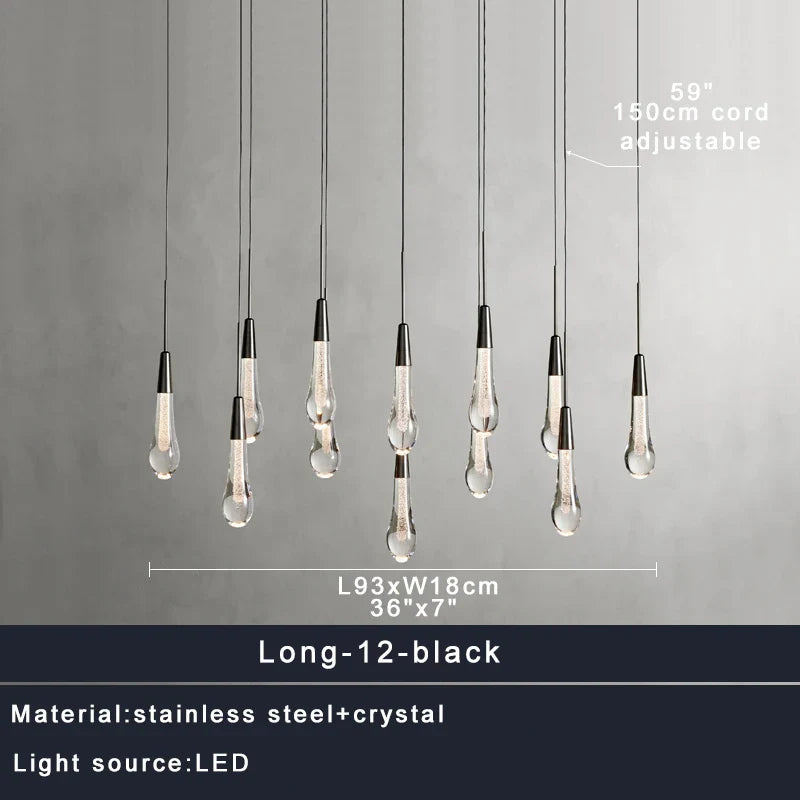 DecorBites™ Crystal Water-drop Ceiling Chandelier, Elegant Dining Room Décor.