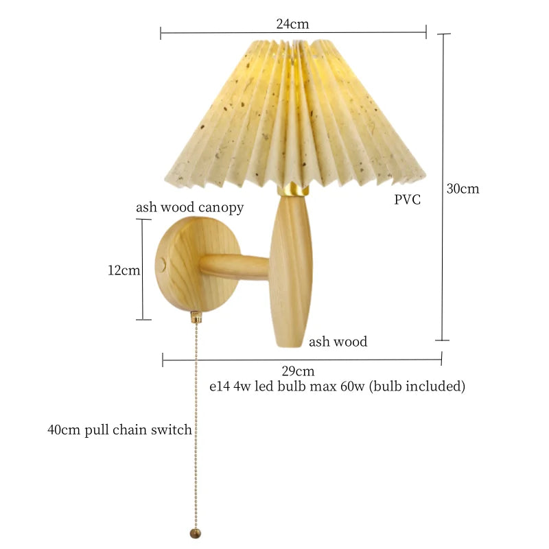 DecorBites™ Cream PVC LED Wall Lamps Japanese Walnut Wood Applique Murale