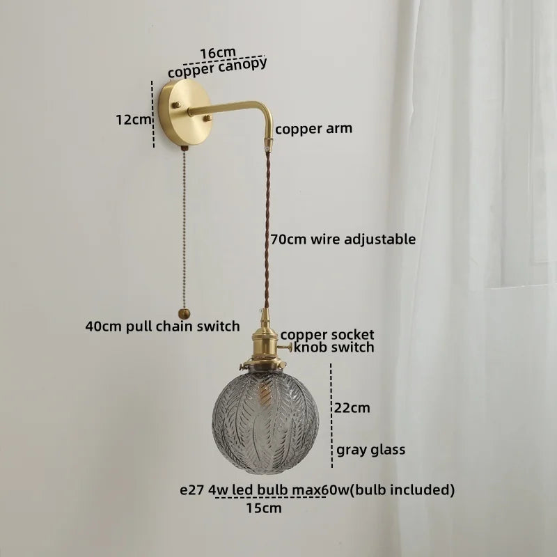 DecorBites™ Gray Glass LED Wall Sconce Lamp for Home Decor, Bedroom, Living Room - Nordic Design