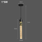 Modern Crystal Rod Pendant Light in Black or Gold