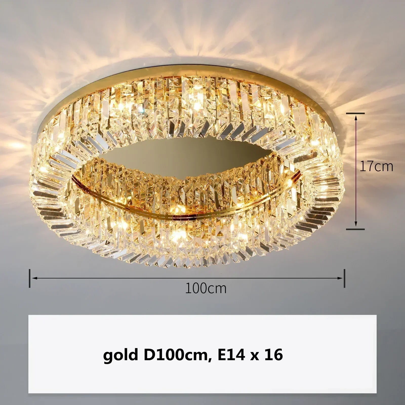Lustre suspendu en cristal doré DecorBites™ pour éclairage de salle à manger moderne