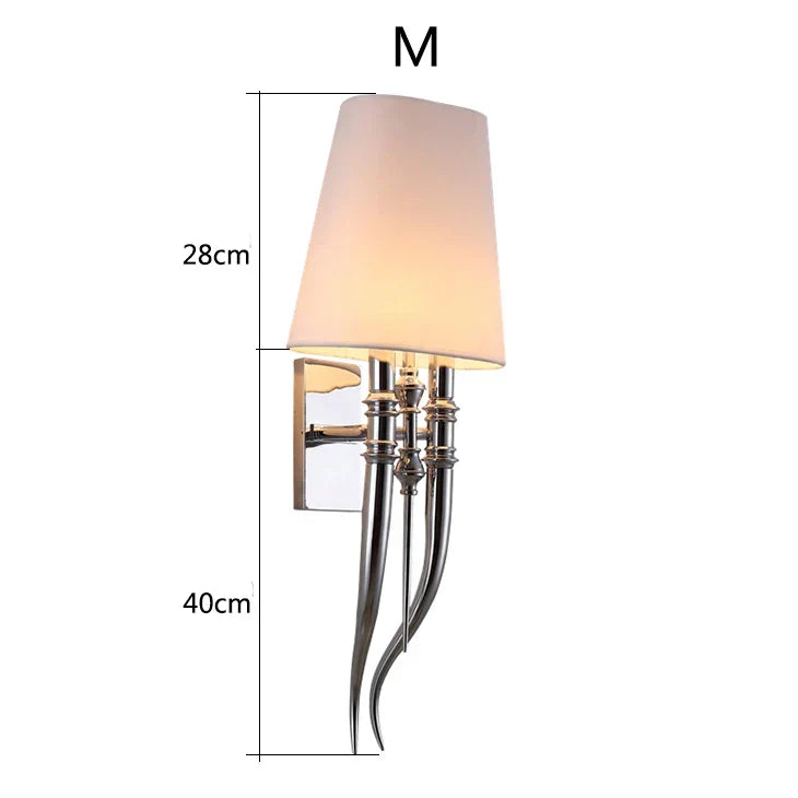 DecorBites™ Iron Claw Horn Wall Sconce with Cloth Lampshade for Bedroom and Living Room