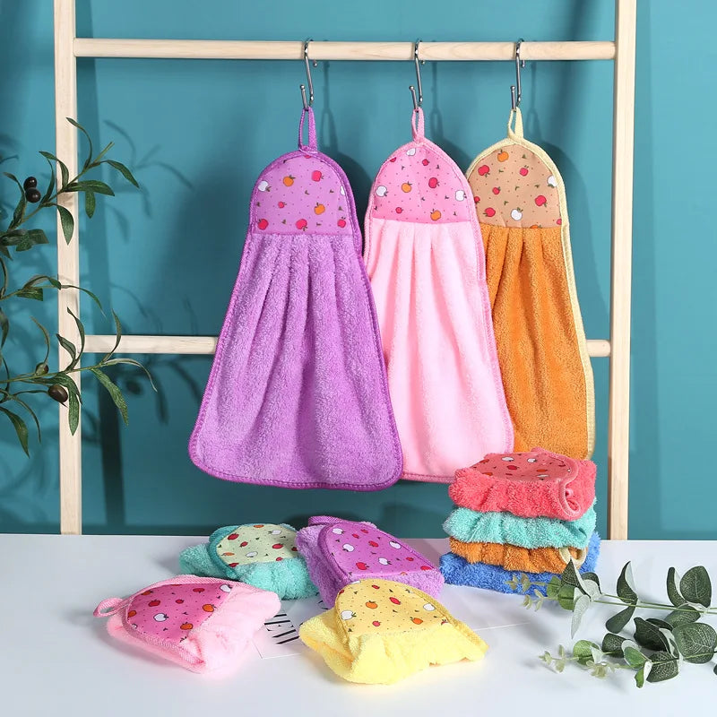 DecorBites™ Coral Velvet Hand Towel: Absorbent Cleaning Tool for Home Kitchen & Bathroom