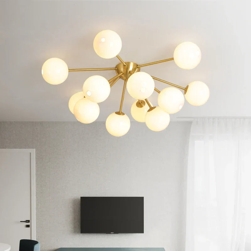DecorBites™ Glass Ball LED Ceiling Chandelier for Modern Living Room and Bedroom Lighting