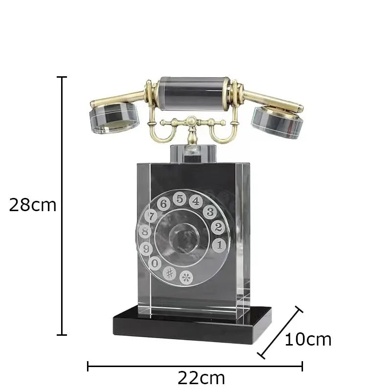 DecorBites™ Crystal Telephone Sculpture Desk Decoration Retro Fixed Phone Room Decor Craft