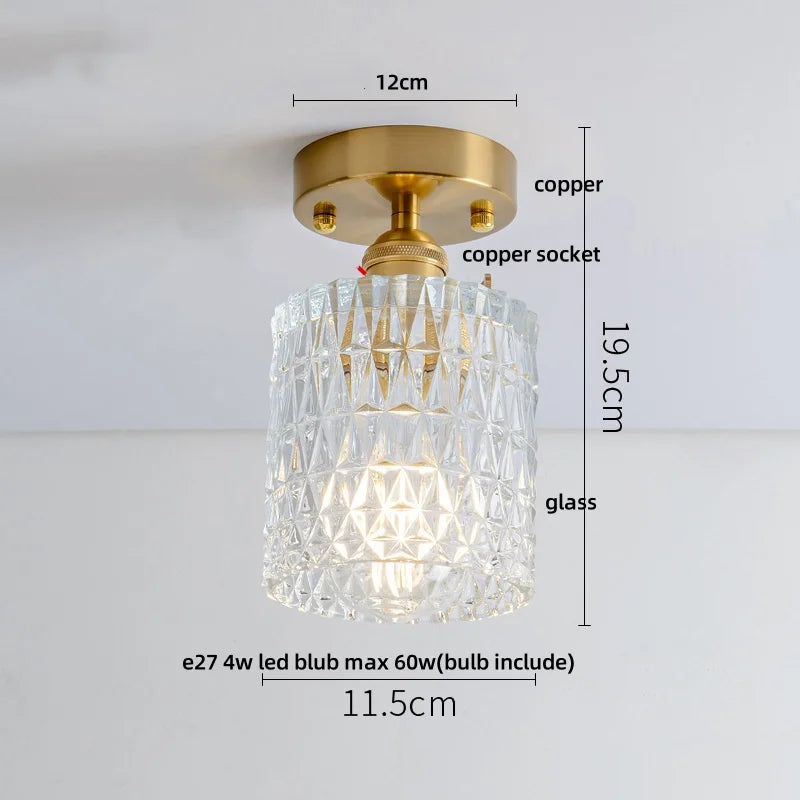 DecorBites™ Crystal Glass Luxury LED Ceiling Light for Hallway Bedroom Corridor Interior Decor