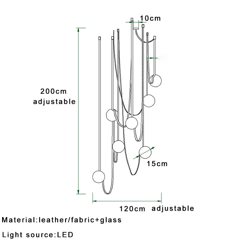 مصباح معلق DecorBites™ Leather Glass Ball لغرفة المعيشة، بتركيب حزام قابل للتعديل يمكنك تصنيعه بنفسك