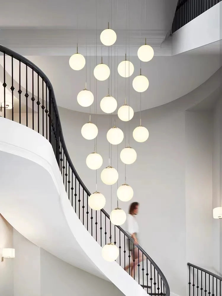 Nordic Glass Staircase Chandelier Pendant Light