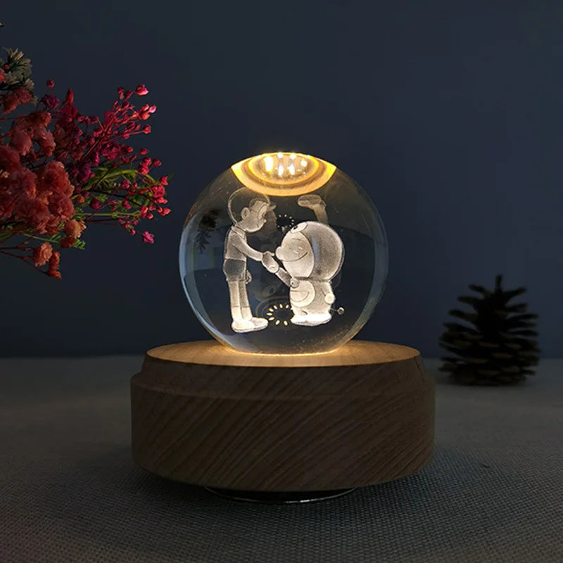 DecorBites™ Crystal Ball Music Box: Rotating Light Projection, Birthday & Valentine's Day Gift