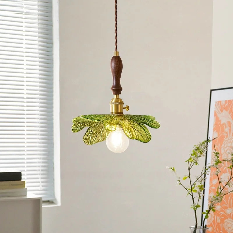 DecorBites™ Copper Wood Glass LED Pendant Lamp - French Minimalist Design for Home Decor