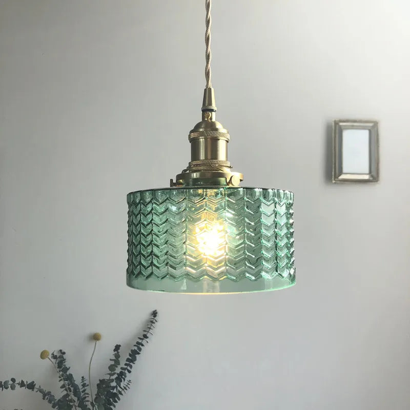 مصباح تعليق مودرن DecorBites™ LED زجاجي أخضر مع حامل نحاسي