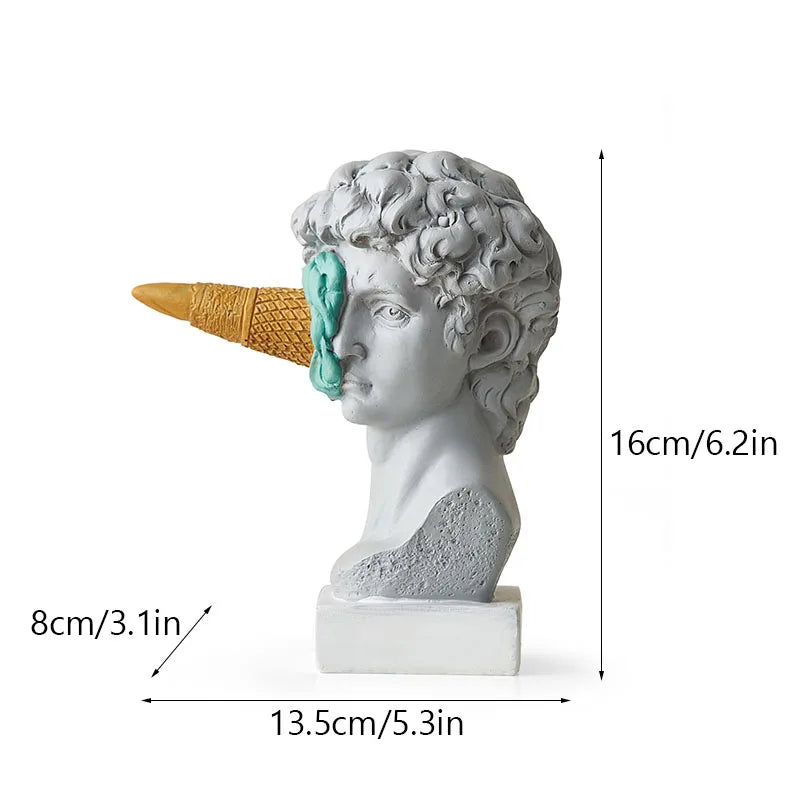 DecorBites™ Horse Head with Ice Cream Statue Modern Art Ornament Sculpture