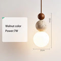 Wabi Sabi Cream Stone Pendant Light With Wooden Accent