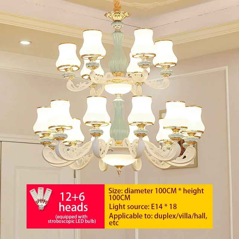 DecorBites™ Deluxe Duplex Living Room Chandelier - Elegant Villa & Hotel Pendant Lighting