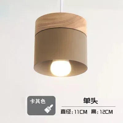 Nordic Macaron Wood & Iron Pendant Light