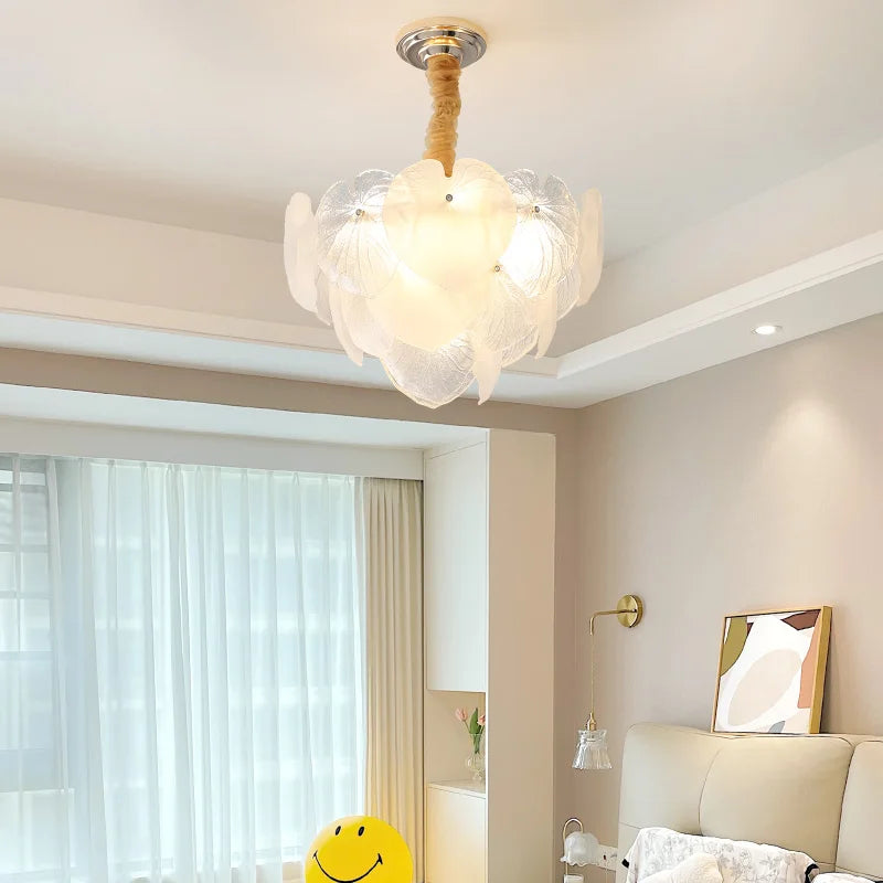 DecorBites™ French Cream Crystal Chandelier for Luxury Living Room, Net Red Feather Design