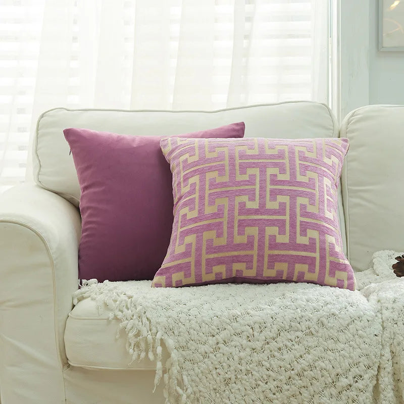 DecorBites™ Geometric Chenille Throw Pillowcase: Hidden Zipper Cushion Cover for Home Decor