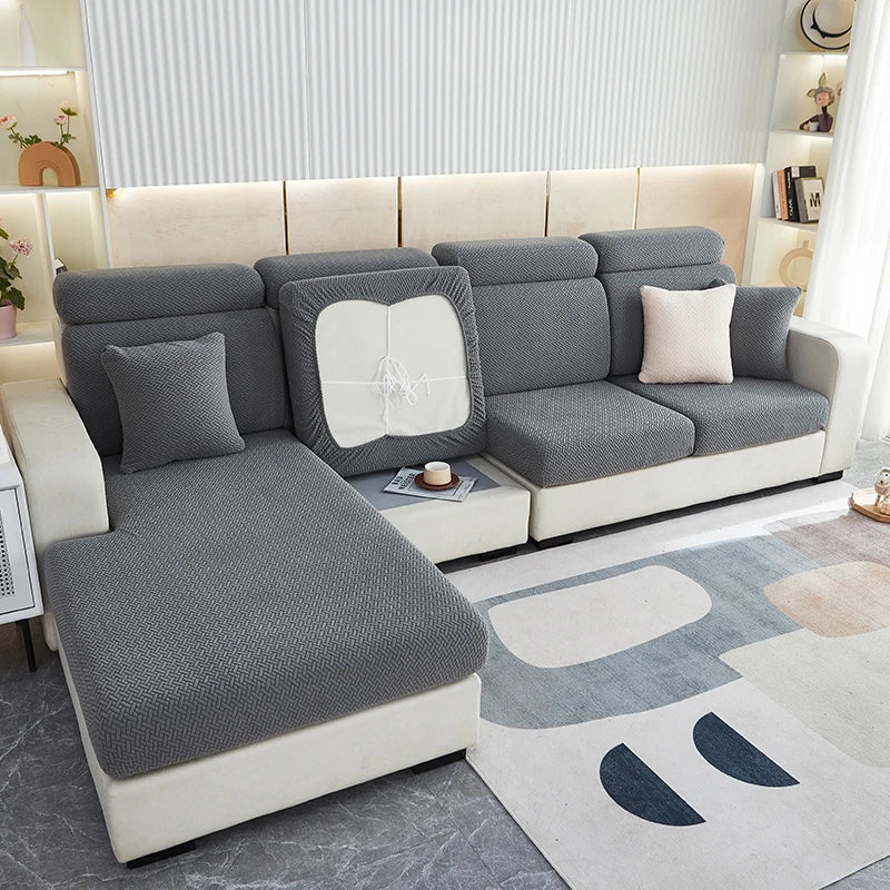 DecorBites™ Jacquard Velvet Sofa Cover - Polar Fleece Stretch Slipcovers