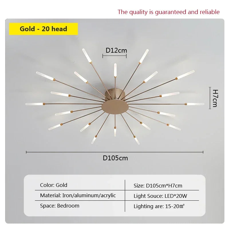 DecorBites™ Acrylic Sunflower Ceiling Lamp in Brushed Antique Gold