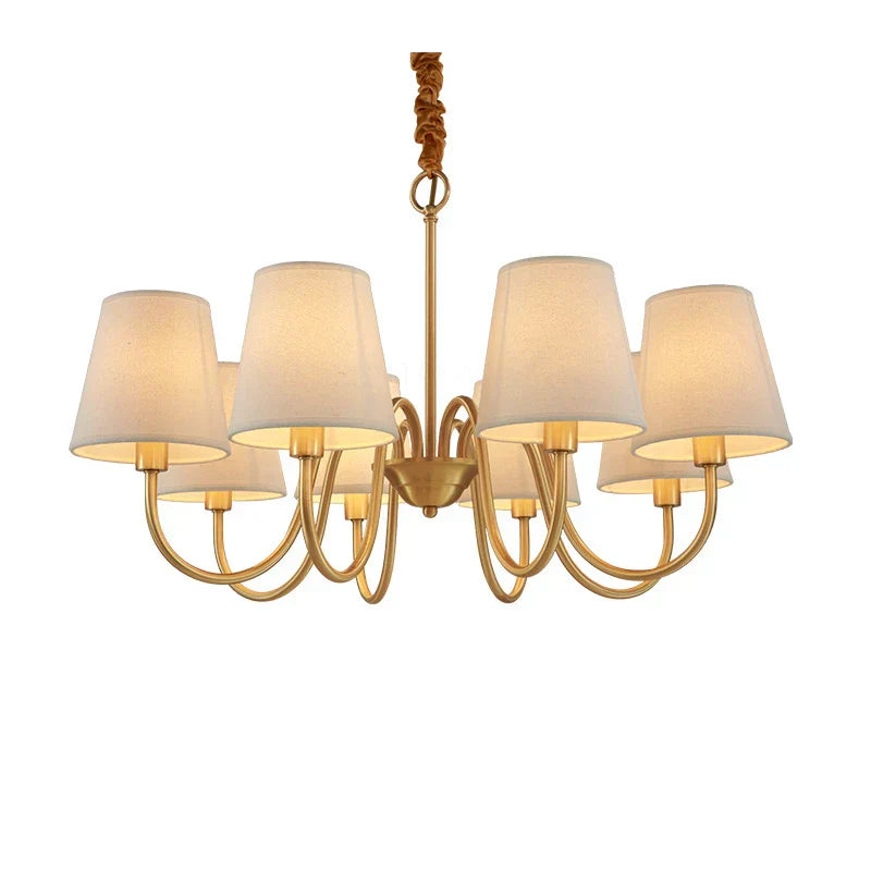 DecorBites™ Copper Ceiling Chandelier with Fabric Lampshade for Living Room and Bedroom