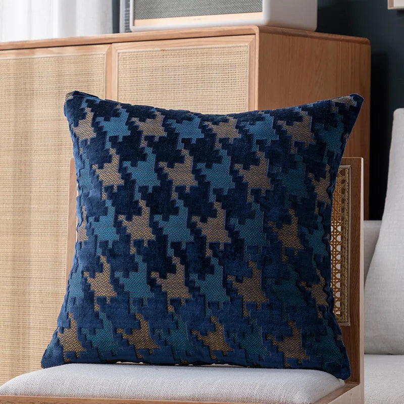 DecorBites™ Houndstooth Luxury Pillow Cover 45x45cm - High-end Decorative Sofa Cushion Case