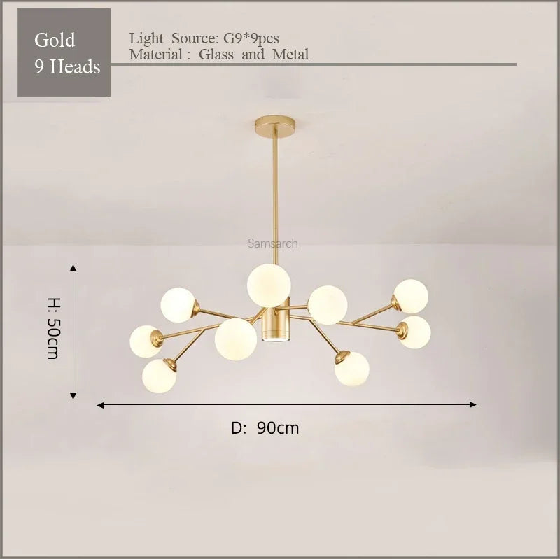 DecorBites™ ثريا سقف LED ذهبية سوداء لغرفة المعيشة وغرفة النوم تركيبات الإضاءة