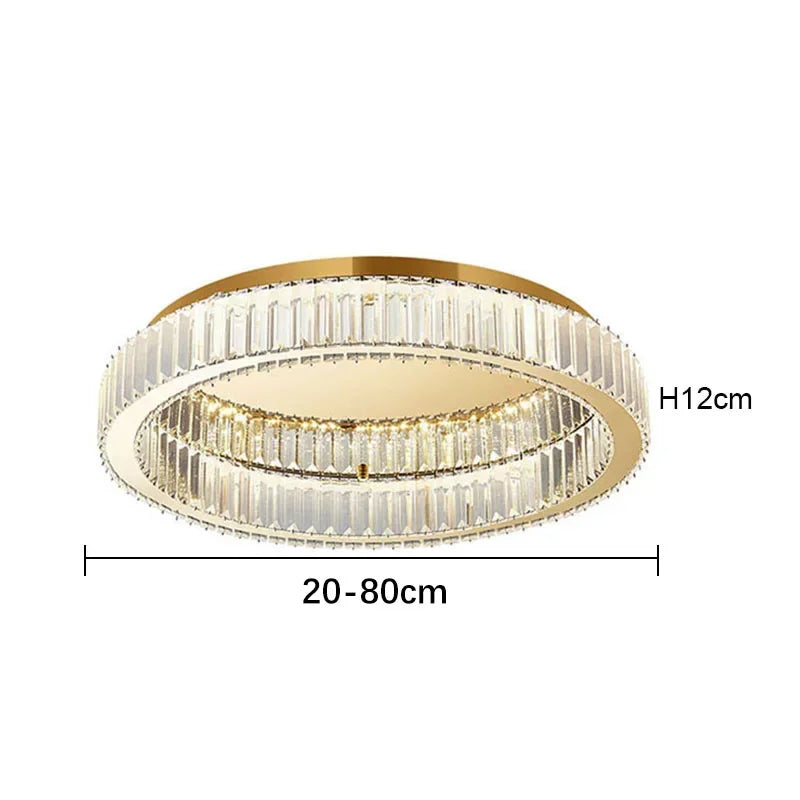 DecorBites™ Crystal Circle LED Ceiling Chandelier for Modern Living Room, Bedroom, and Study