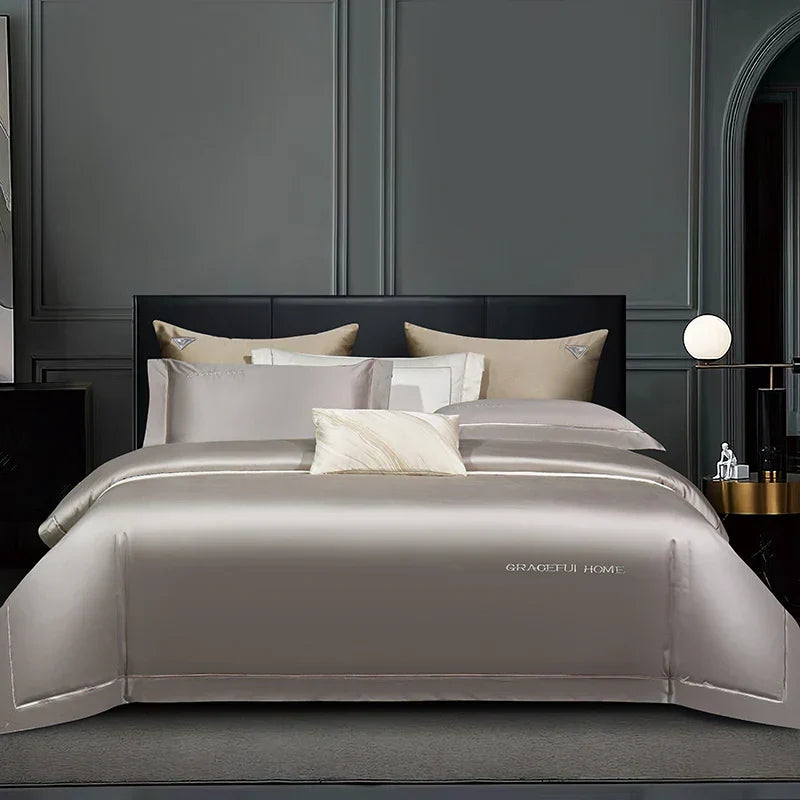 DecorBites™ 1000TC Egyptian Cotton Embroidery Bedding Set with Duvet Cover, Sheet, Pillowcase