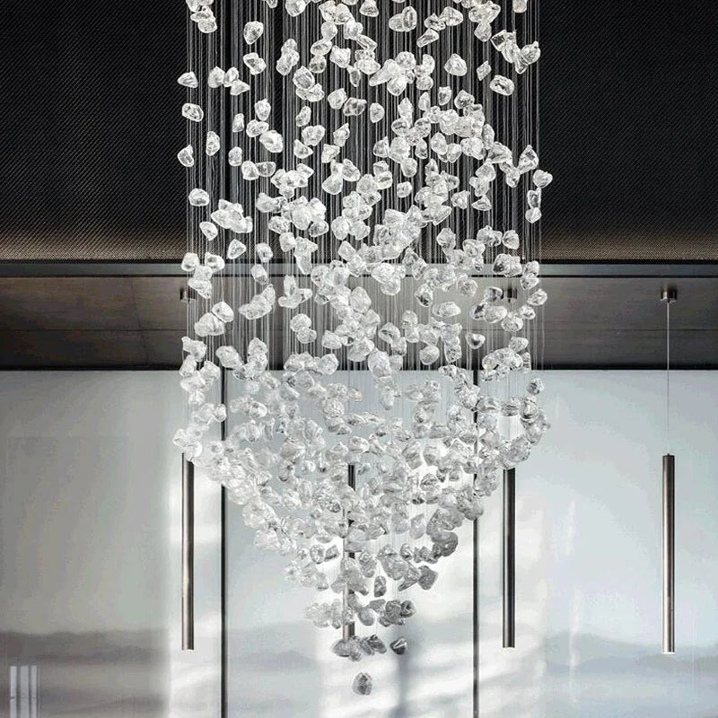 DecorBites™ ثريا كريستالية فاخرة: إضاءة LED حديثة للدرج والردهة بتصميم ممر طويل