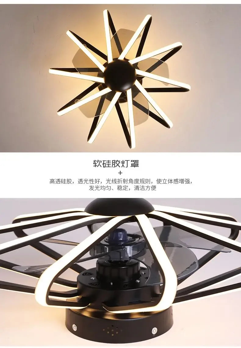 DecorBites™ Bladeless Ceiling Fan with Dimmable LED Lights and Remote - Reversible Timing, Modern Design