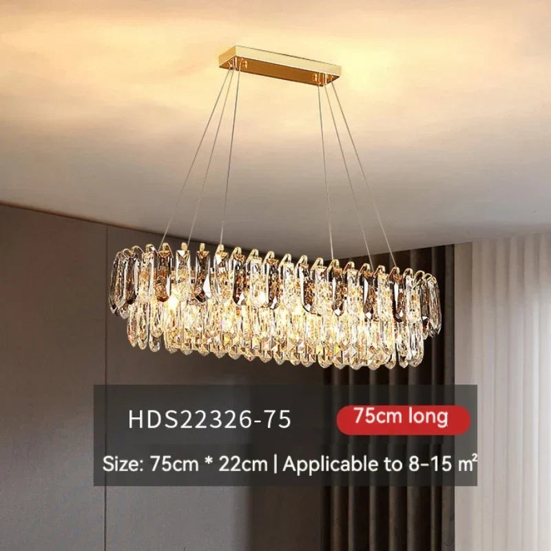 DecorBites™ ثريا كريستال ذهبية: إضاءة فاخرة لغرفة الطعام والمعيشة وغرفة النوم وجزيرة المطبخ