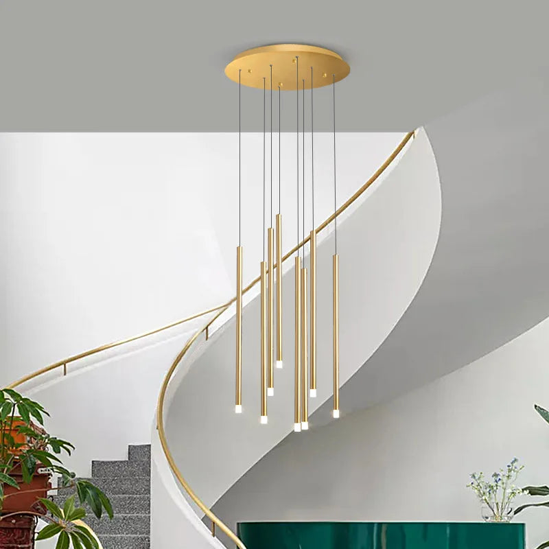 ثريا DecorBites™ LED: إضاءة عصرية بسيطة قابلة للتعديل باللونين الذهبي والأسود لغرفة الطعام