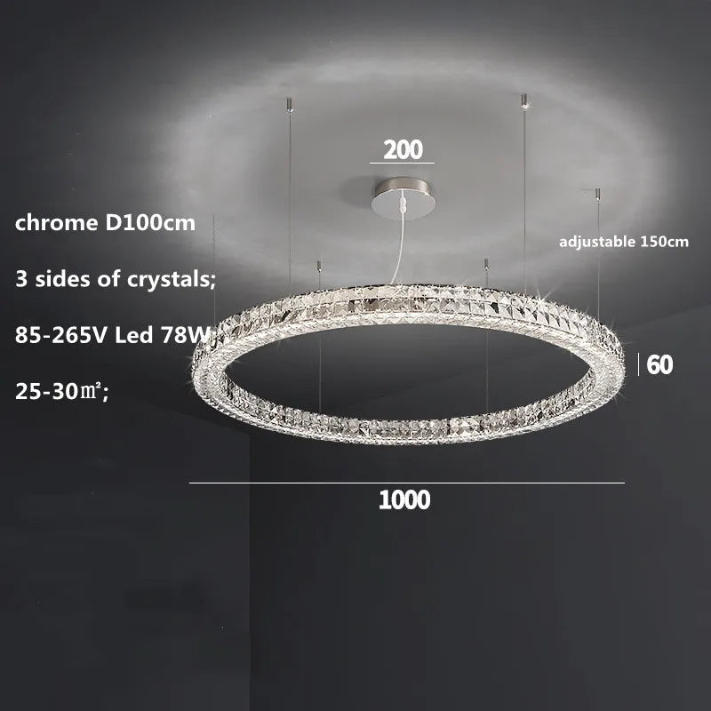 DecorBites™ Crystal LED Chandelier: Modern Luxury Chrome Steel & Clear K9 Crystal Lighting