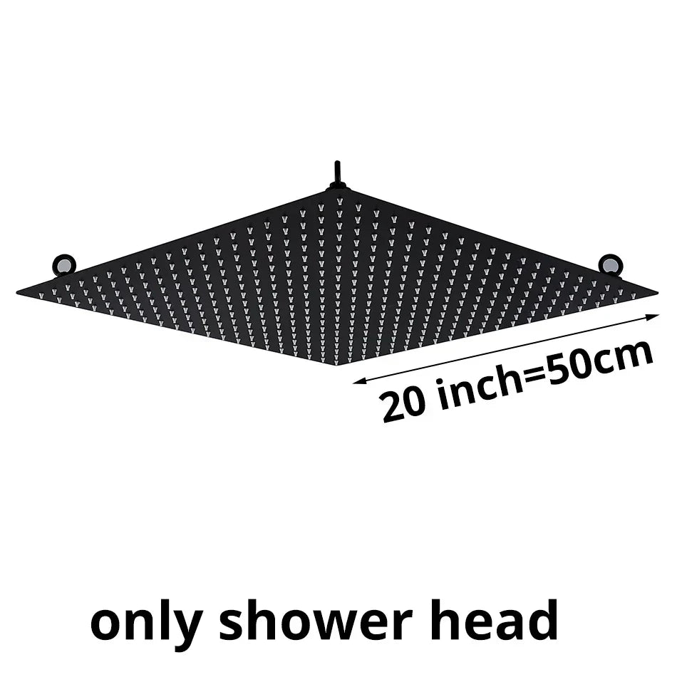 DecorBites™ 20 Inch Square Stainless Steel Rainfall Shower Head - Luxury Chrome Finish