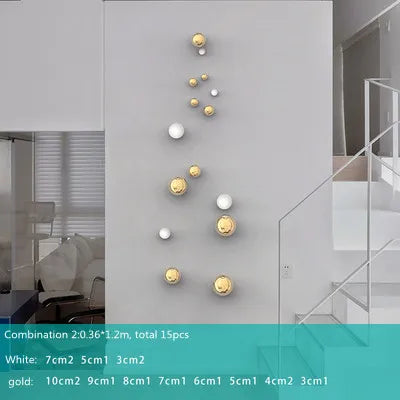 DecorBites™ كرات ذهبية معلقة للحائط، حِرف كروية، ديكور غرفة، قلادات عرض
