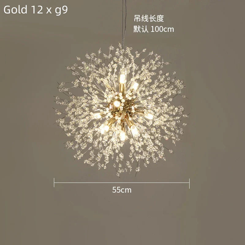 DecorBites™ Dandelion Crystal Ceiling Lamp Chandelier for Bedroom Dining Room Kitchen Island