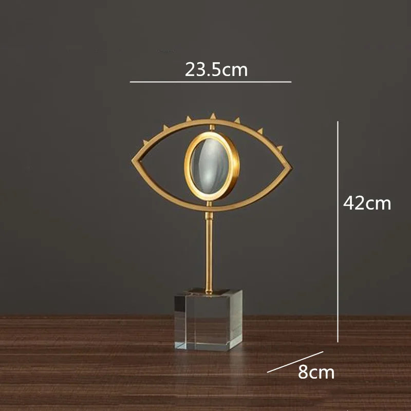 DecorBites™ Golden Metal Eyes Magnifying Glass with Crystal Glass Base - Modern Home Decoration