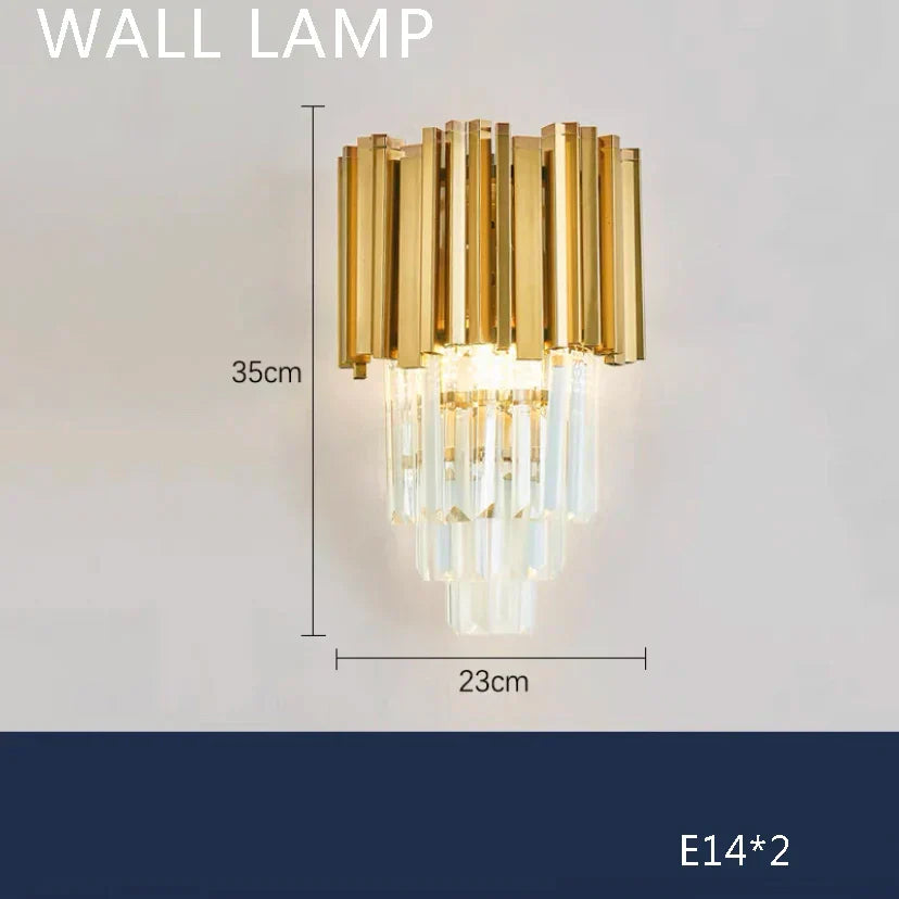 مصابيح ثريا كريستال ذهبية DecorBites™ LED كلاسيكية نورديك لغرفة المعيشة لامباراس